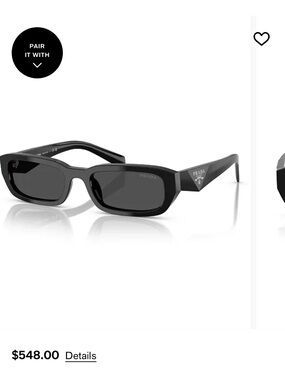 Authentic Prada Black Rectangular Sunglasses